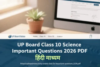 UP Board Class 10 Science Important Questions 2026 PDF | हिंदी माध्यम
